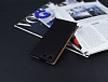 Sony Xperia M5 Gizli Mknatsl Yan Kapakl Siyah Deri Klf - Resim: 1