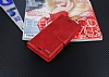 Eiroo Sony Xperia X Czdanl Yan Kapakl Krmz Deri Klf - Resim 3