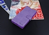 Eiroo Sony Xperia XA Ultra Czdanl Yan Kapakl Mor Deri Klf - Resim: 3