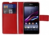 Eiroo Sony Xperia Z1 Compact Standl Czdanl Krmz Deri Klf - Resim 2