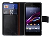 Eiroo Sony Xperia Z1 Compact Standl Czdanl Siyah Deri Klf - Resim 2