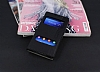 Sony Xperia Z1 Gizli Mknatsl ift Pencereli Siyah Deri Klf - Resim 1