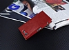 Sony Xperia Z3 Compact Gizli Mknatsl Pencereli Krmz Deri Klf - Resim: 2