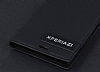 Sony Xperia Z3 Gizli Mknatsl Yan Kapakl Siyah Deri Klf - Resim 1