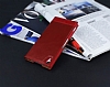 Sony Xperia Z3 Plus Gizli Mknatsl ift Pencereli Krmz Deri Klf - Resim: 2