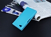 Sony Xperia Z5 Compact Gizli Mknatsl ereveli Mavi Deri Klf - Resim: 2