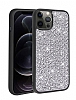 Eiroo Stone iPhone 12 Pro Max Tal Siyah Silikon Klf