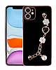 Eiroo Taka iPhone 12 Kamera Korumal Zincirli Siyah Silikon Klf