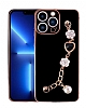 Eiroo Taka iPhone 12 Pro Kamera Korumal Zincirli Siyah Silikon Klf