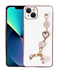 Eiroo Taka iPhone 13 Kamera Korumal Zincirli Beyaz Silikon Klf