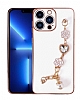 Eiroo Taka iPhone 13 Pro Kamera Korumal Zincirli Beyaz Silikon Klf