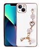 Eiroo Taka iPhone 14 Kamera Korumal Zincirli Beyaz Silikon Klf