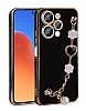 Eiroo Taka iPhone 15 Pro Kamera Korumal Zincirli Siyah Silikon Klf