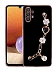 Eiroo Taka Samsung Galaxy A32 4G Kamera Korumal Zincirli Siyah Silikon Klf