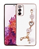 Eiroo Taka Samsung Galaxy S20 FE Kamera Korumal Zincirli Beyaz Silikon Klf