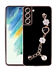 Eiroo Taka Samsung Galaxy S21 FE 5G Kamera Korumal Zincirli Siyah Silikon Klf