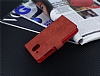 Eiroo Thunder HTC Desire 526 Standl Czdanl Krmz Deri Klf - Resim: 4