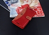 Eiroo Thunder HTC Desire 620 Standl Czdanl Krmz Deri Klf - Resim 1