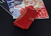 Eiroo Thunder Samsung N7100 Galaxy Note 2 Standl Czdanl Krmz Deri Klf - Resim 1