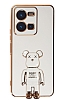 Eiroo vivo Y35 Baby Bear Standl Beyaz Silikon Klf