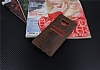 Eiroo Wallet Samsung Galaxy J4 Deri Grnml Kahverengi Silikon Klf - Resim: 1