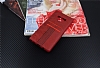 Eiroo Wallet Samsung Galaxy Note 9 Deri Grnml Krmz Silikon Klf - Resim: 1