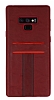 Eiroo Wallet Samsung Galaxy Note 9 Deri Görünümlü Kırmızı Silikon Kılıf
