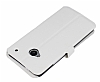 Eiroo Wander HTC One Standl Czdanl Beyaz Deri Klf - Resim 5