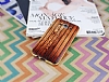 Eiroo Wooden Samsung Galaxy E5 Metal Kenarl Kahverengi Rubber Klf - Resim 1