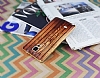 Eiroo Wooden Samsung N9100 Galaxy Note 4 Metal Kenarl Kahverengi Rubber Klf - Resim: 2
