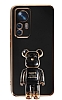 Eiroo Xiaomi 12T Baby Bear Standl Siyah Silikon Klf