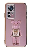 Eiroo Xiaomi 12T Candy Bear Standl Mor Silikon Klf