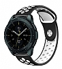 Eiroo Samsung Galaxy Watch 3 45 mm Silikon Siyah-Beyaz Spor Kordon