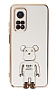 Eiroo Xiaomi Mi 10T Baby Bear Standl Beyaz Silikon Klf