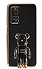 Eiroo Xiaomi Mi 10T Baby Bear Standl Siyah Silikon Klf