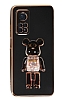 Eiroo Xiaomi Mi 10T Pro Candy Bear Standl Siyah Silikon Klf