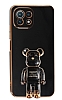 Eiroo Xiaomi Mi 11 Lite 5G Baby Bear Standl Siyah Silikon Klf