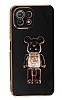 Eiroo Xiaomi Mi 11 Lite 5G Candy Bear Standl Siyah Silikon Klf
