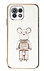 Eiroo Xiaomi Mi 11 Lite 5G Candy Bear Standl Beyaz Silikon Klf