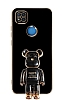 Eiroo Xiaomi Poco C3 Baby Bear Standl Siyah Silikon Klf