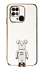 Eiroo Xiaomi Poco C40 Baby Bear Standl Beyaz Silikon Klf