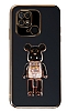 Eiroo Xiaomi Poco C40 Candy Bear Standl Siyah Silikon Klf