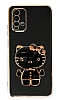 Eiroo Xiaomi Poco M3 Aynal Kitty Standl Siyah Silikon Klf