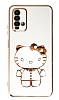 Eiroo Xiaomi Poco M3 Aynal Kitty Standl Beyaz Silikon Klf