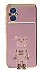 Eiroo Xiaomi Poco M5 Baby Bear Standl Mor Silikon Klf