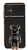 Eiroo Xiaomi Poco M5 Baby Bear Standl Siyah Silikon Klf