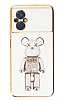 Eiroo Xiaomi Poco M5 Candy Bear Standl Beyaz Silikon Klf