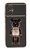 Eiroo Xiaomi Poco M5 Candy Bear Standl Siyah Silikon Klf