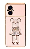 Eiroo Xiaomi Poco M5 Candy Bear Standl Pembe Silikon Klf