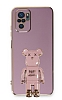 Eiroo Xiaomi Poco M5s Baby Bear Standl Mor Silikon Klf